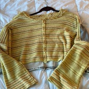 Free people large gray and yellow sweater